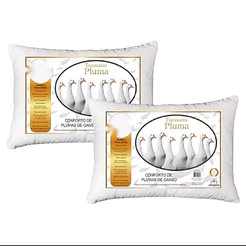 Kit 02 Travesseiros de plumas de ganso sintético 50x70 Promoção macio antialérgico