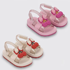 Sandália Zaxynina Cherry Infantil Feminino Frutas Glitter Conforto