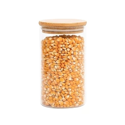 Pote de vidro 600ml com tampa de bambu hermético redondo - Tüd