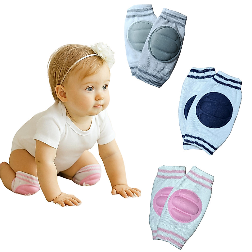 Joelheira Bebe Engatinhar Infantil com PAD Proteção Para Joelhos Crianças Meias Seguro e Confortável