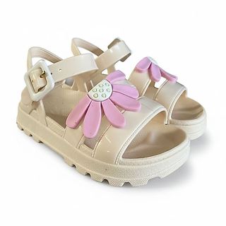 Sandália Infantil Menina Slide Anatômica com Enfeite Meia Flor, Leve, Linda e Confortável