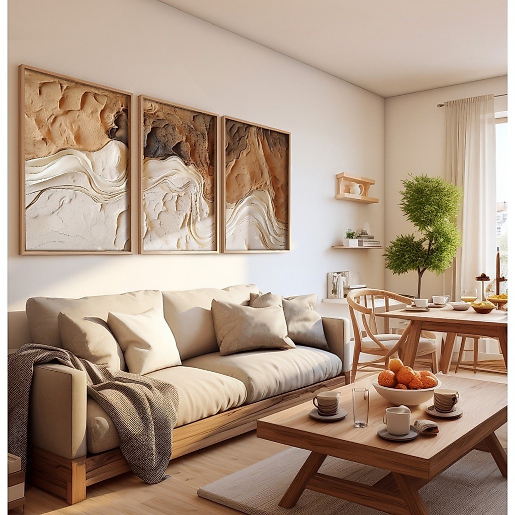 Quadro Abstrato Trio De Quadros Decorativos Com Moldura Quadro Grande Para Quart