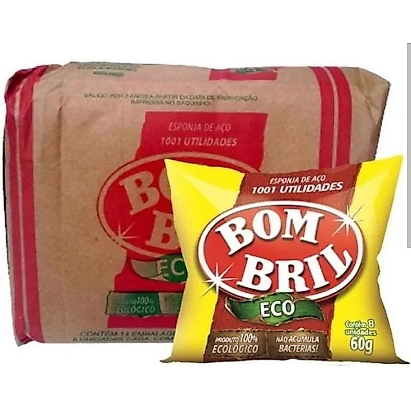 Bombril Eco Esponja de Aço 1001 Utilidades  Fardo com 14 pacotes | Produto 100% Ecológico, Higiênico e Durável
