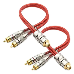 2 Cabos Y Rca 1 Femea 2 Machos Blindado Vermelho Techone Top