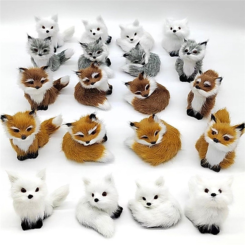 Simulação Mini Raposa Modelo Fofo Imitação Fox Brinquedo De Pelúcia