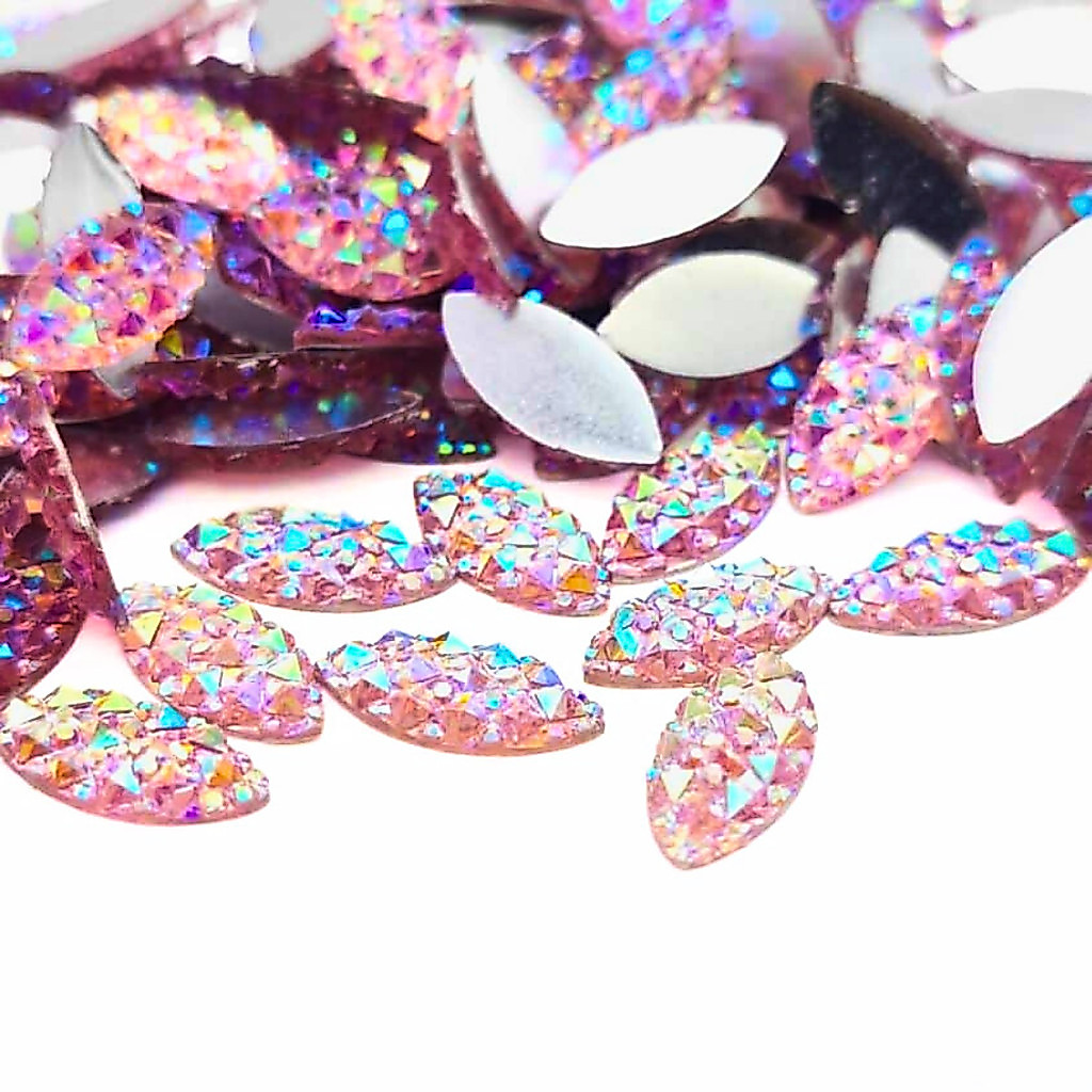 Chaton Navete Cascalho 7x15mm - Rosa Ab - Base Reta