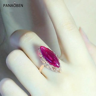 585 Ouro Púrpura Ouro Púrpura 14K Ouro Rosa Rubi incrustado Cor de Oliva Rubi Anel de Senhoras Desenho Oco Tridimensional Jóias de Luxo Leve