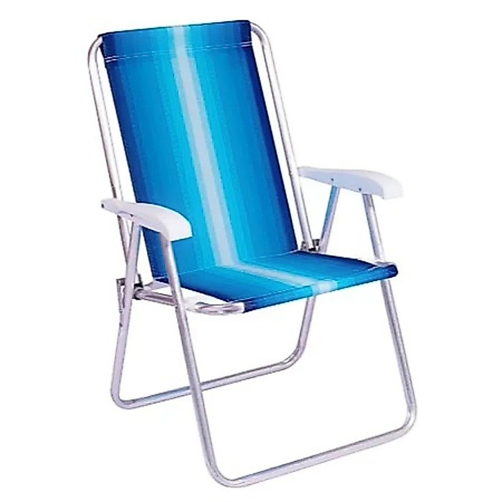 Cadeira De Praia Alumínio MOR Escoro Alto Comfort 120Kg Reforçada Praia Verão Piscina Dobrável - Mor