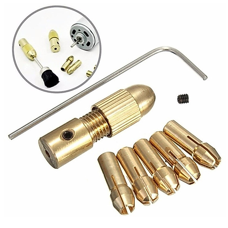 7 Pçs/set 2.35/3.17/4.05/5.05mm Latão Dremel Collet Mini Mandris De Broca Para Eixo Do Motor Elétrico Ferramenta Adaptad