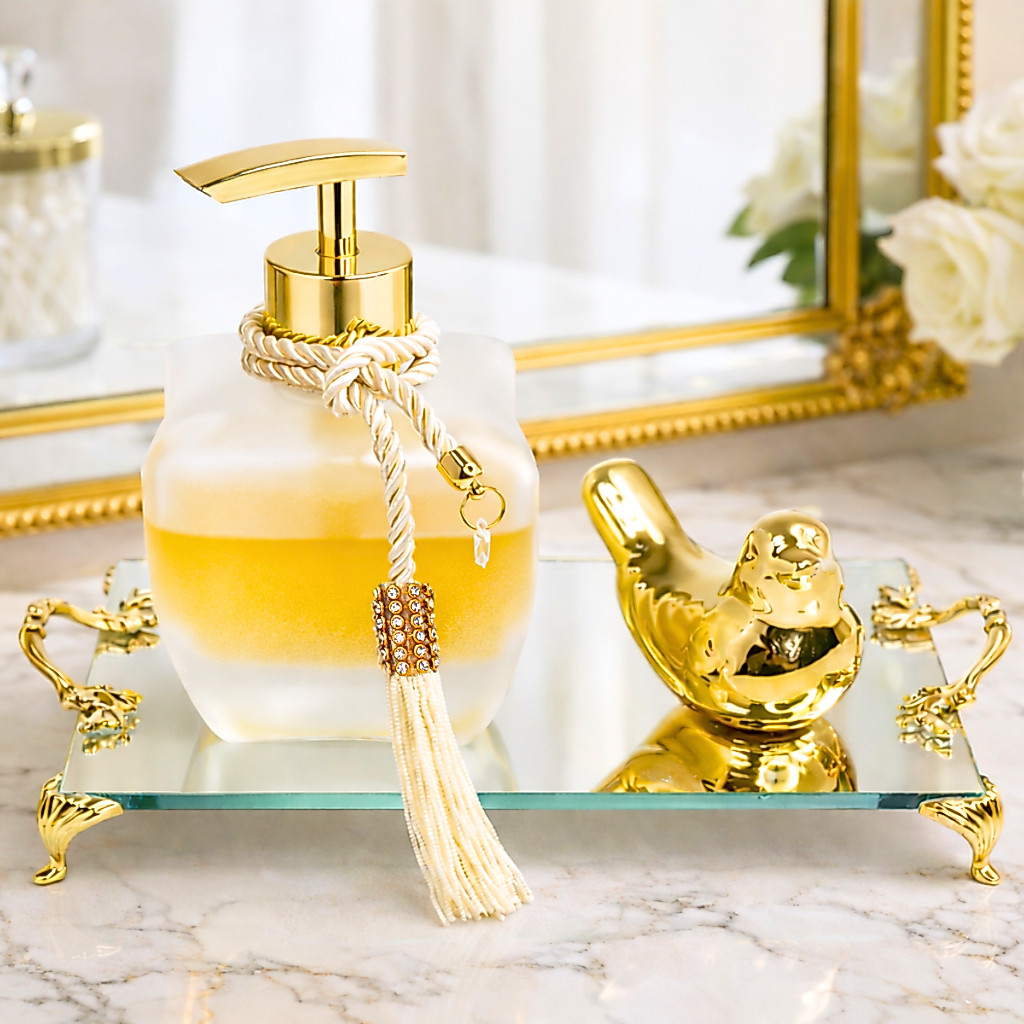 Kit Decoração Luxo Vidro Fosco com Bandeja Difusor Elegante para Sala Quarto Banheiro