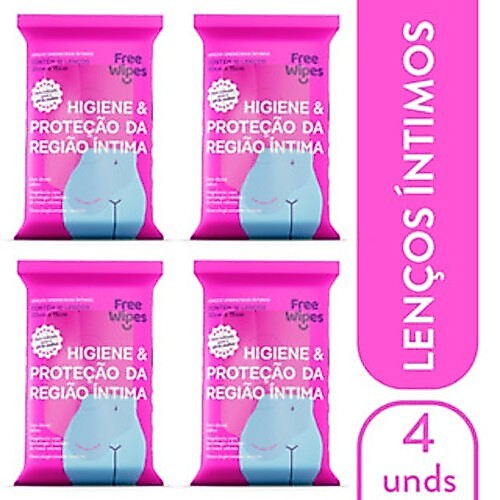 Kit 4 Lenços Umedecidos Higiene Íntima Free Wipes – Cuidado e Frescor Diário