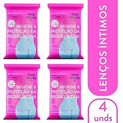 Kit 4 Lenços Umedecidos Higiene Íntima Free Wipes – Cuidado e Frescor Diário