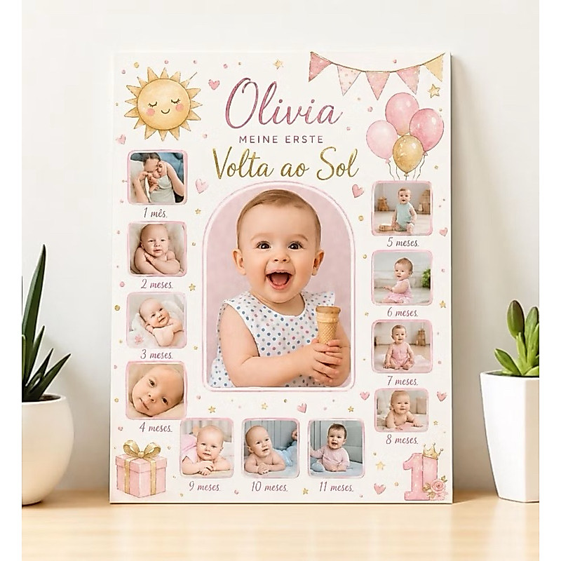 Quadro Placa Recepção Aniversário Infantil Fotos Volta ao Sol