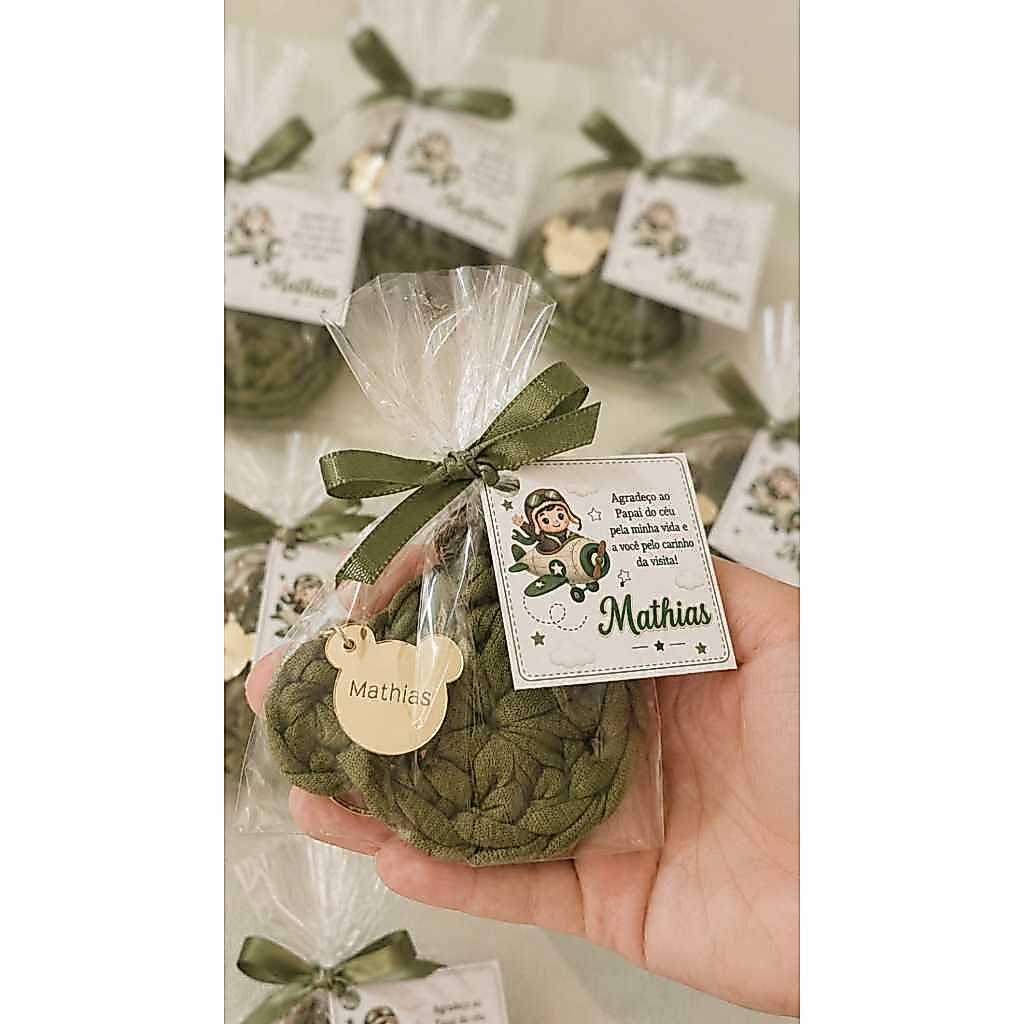 30 Chaveiros de ursinho de crochê personalizado com nome, embalagem e tag lembrancinha maternidade, aniversario