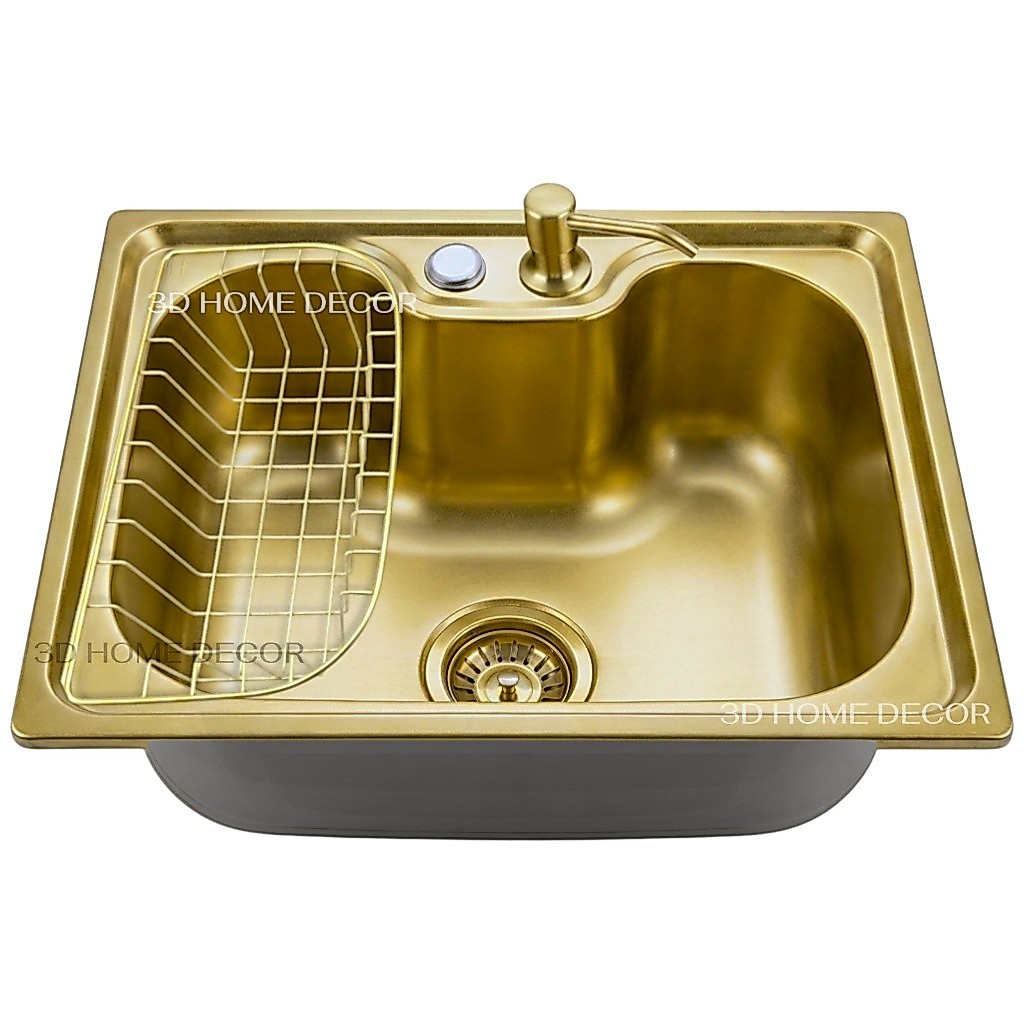 Cuba Gourmet Cozinha 50x40 Completa Aço Inox 304 Escovado Dourada