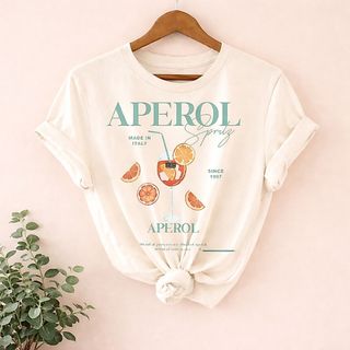 Camiseta Feminina Aperol Estilo Premium 100% Algodão Estampa Drink Fashion Casual Tendência Verão