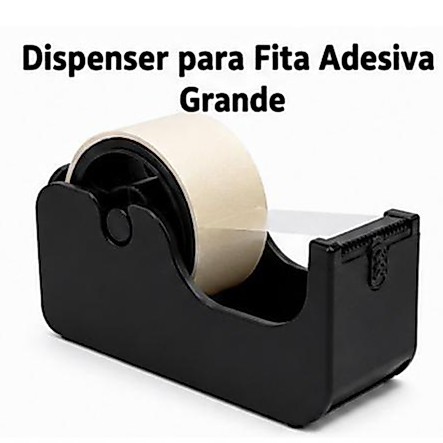 Suporte para Fita Durex Adesiva Larga 50mm Grande Prático Moderno com 2 Cortadores Aplicador de Fita Bancada