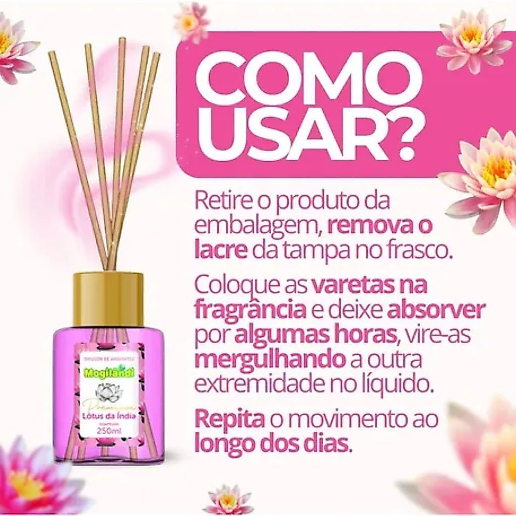 Difusor de Ambientes Premium Mogilândi Lótus da Índia 250ml · foto 2