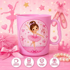 Kit 6 a 30 Canecas Plastica Tema Bailarina Personalizadas – Lembrancinhas Festa Infantil Menina