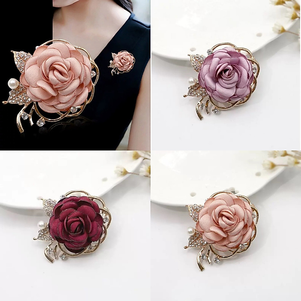 [B.Ling] Broche de flores Blazer Casaco Broche Moda High-End Camélia Pin Acessórios