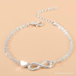 Pulseira de Prata para Mulheres, Pulseiras de Corrente com Pingentes Ajustáveis, Joias Delicadas e Elegantes para Presen