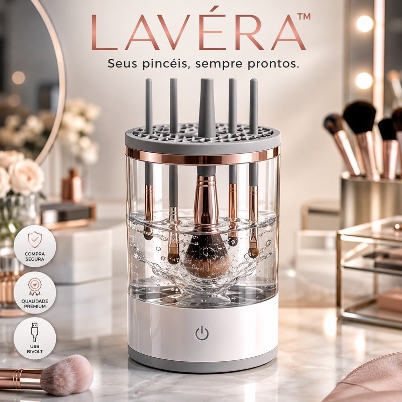 Limpador de Pincéis de Maquiagem Elétrico Automático LAVÉRA™ | Máquina Lavadora de Pincéis | Limpeza Rápida