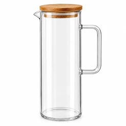 JARRA DE VIDRO 1L TAMPA BAMBU SUCO AGUA SERVIR