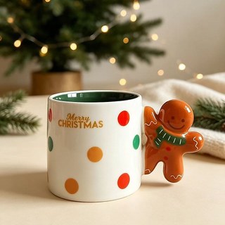 Natal gengibre homem copo de cerâmica atmosfera bolinhas caneca menina presente escritório copo água