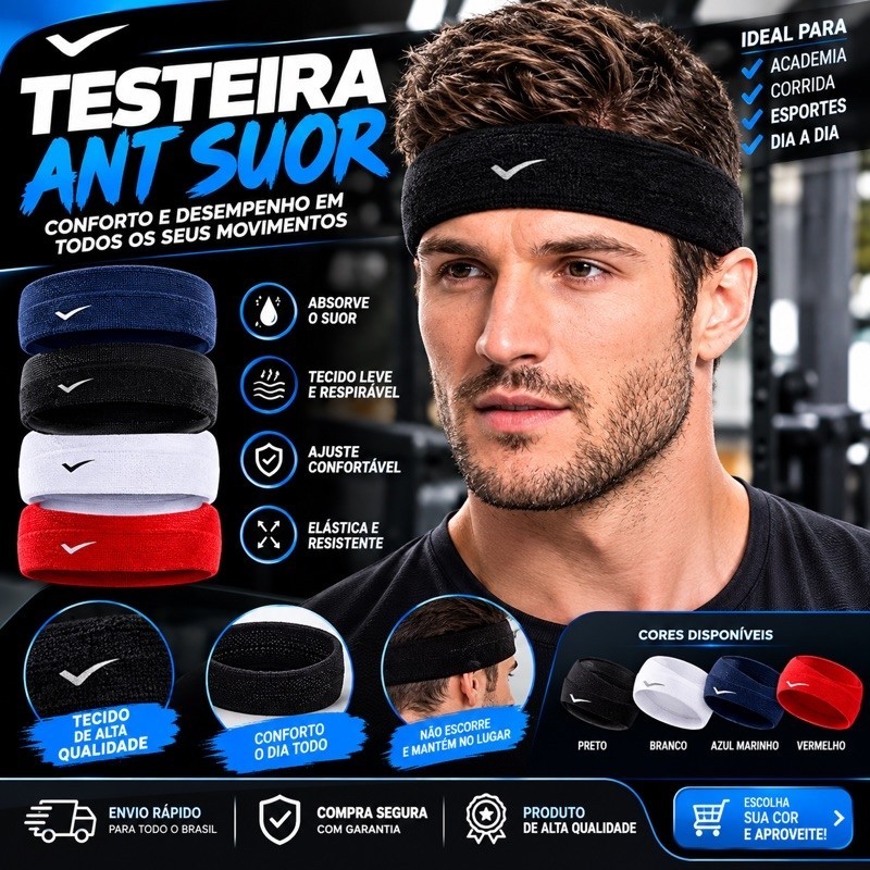 Testeira anti suor faixa para cabelo envio em 24h esportes fenix