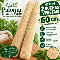 Kit 2 Buchas Vegetais 60 cm inteira Natural para Banho – Esfoliante Corporal
