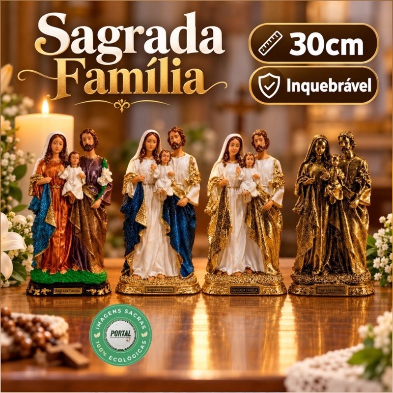 Imagem sagrada família 30cm inquebrável borracha