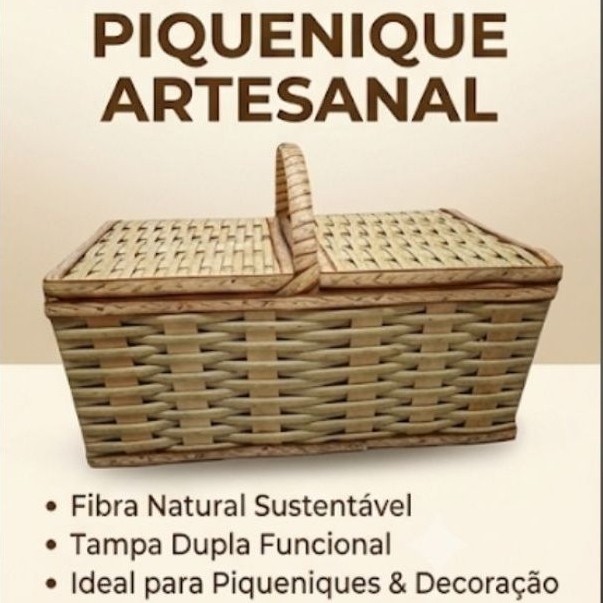 Cesta de Piquenique Fibra Sintética 43x25x19 Café da Manhã — imagem 2 de 2