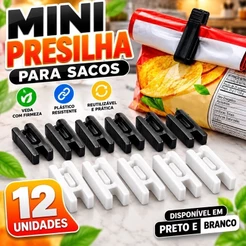 Kit 12 Prendedores para Fechar Embalagens Lacre Fácil Segura Sacos de Comida Vedação