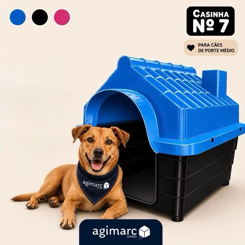 Casa Casinha Plástica Cachorro N7 Porte Médio Abrigo Pet Resistente Proteção Contra Frio Sol Chuva Casa Desmontável Mec