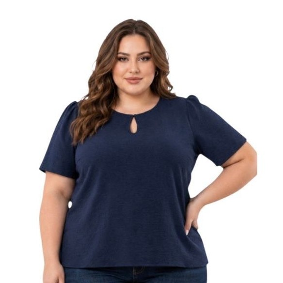 Blusa Feminina Soltinha Plus Size Lisa - Manga Curta G1 ao G4