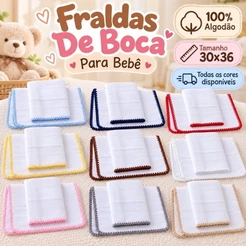 Fraldas de Boca Lisa 1 Paninho Quadriculado – Acabamento em Picueta Colorida