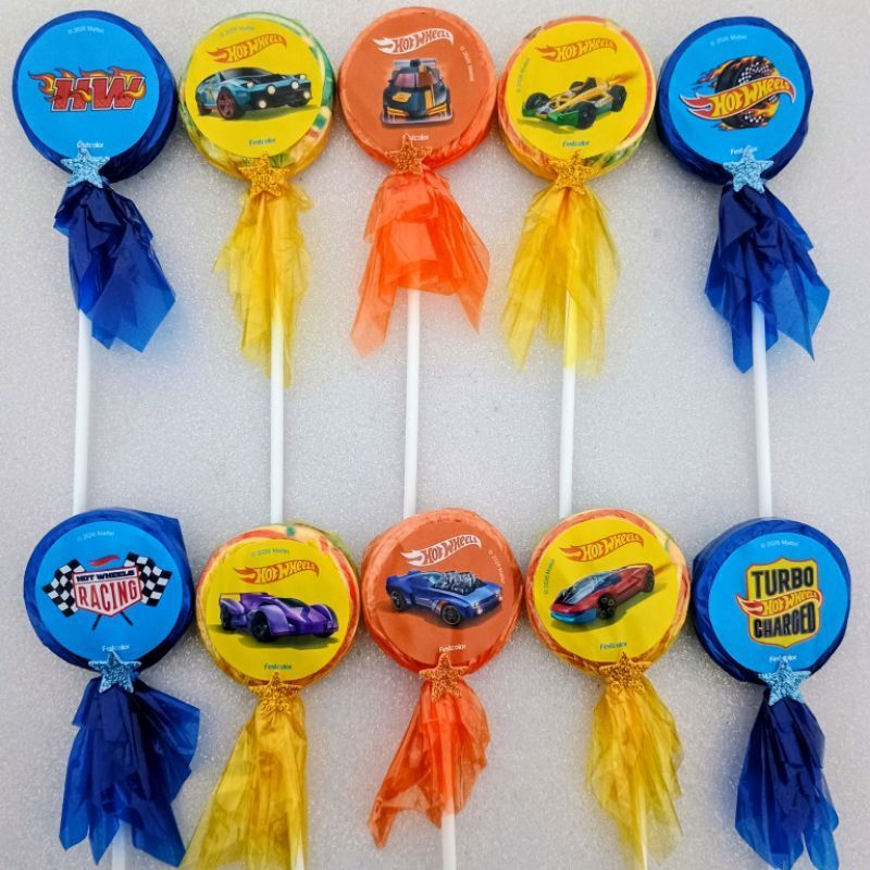 Pirulitos Psicodélicos personalizados Hot Wheels com 10 unidades Lembrancinhas Festas