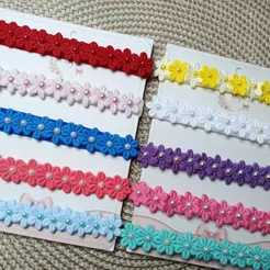 Kit 5 Faixinha de Bebê Florzinha com Pérola - Faixa para Recém Nascido RN Não Aperta a Cabeça