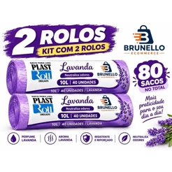 Saco de Lixo Perfumado Lavanda Kit 80 sacos Pia Banheiro Cozinha Multiuso Anti Odor Reforçado Alta Resistência