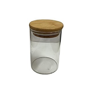 Pote Hermético Vidro Borossilicato 200ml Tampa Bambu Transparente Lehavi