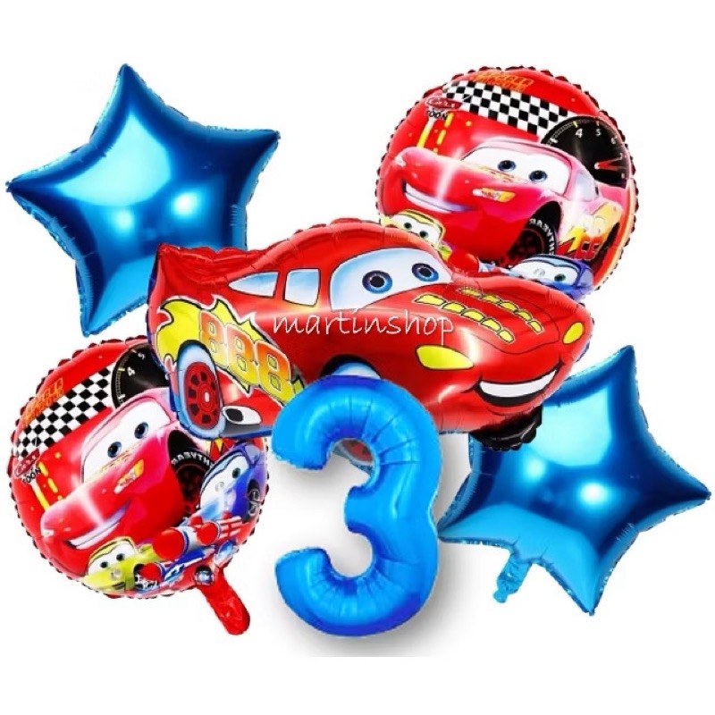 Kit 6 Balão Carros Relâmpago McQueen Metalizado Comemoração Aniversário Festa Infantil — imagem 2 de 2