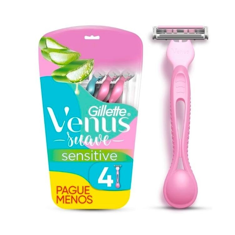 PROMOÇÃO Kit 4 Gillette Venus aparelho de depilação descartável Sensitive