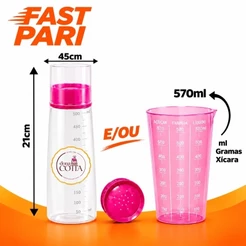 Regador de massas para Umedecer Bolo 0,5 L e/ou Copo Dosador 500 ml Rosa