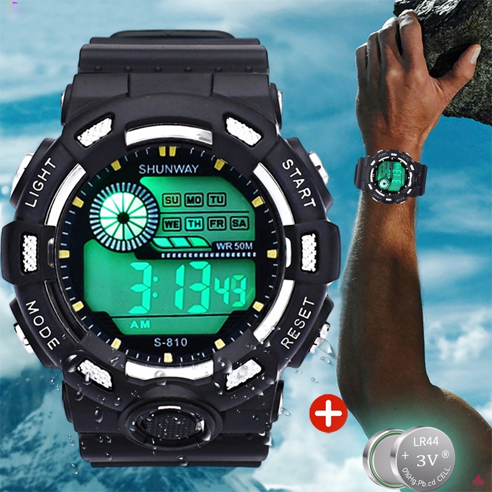 Relógio Masculino Digital Militar Esportivo Resistente à água Cronômetro LED Pulseira De Silicone em Oferta na Shopee