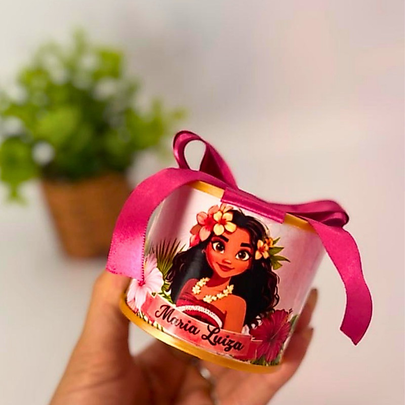 Tubolata Personalizada 5x6 Lembrancinha Maternidade Casamento Batizado Festa Infantil Moana adulta
