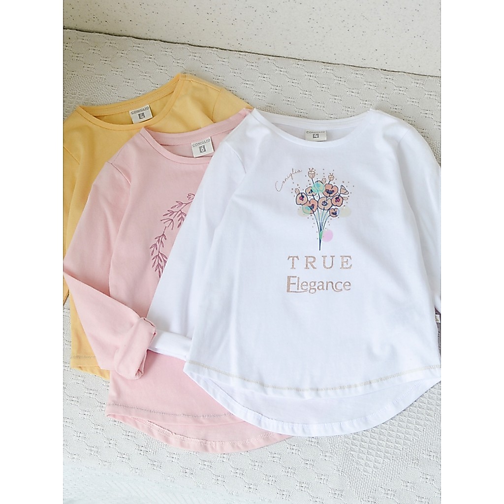 Itália pedido exterior ~ 2-12 meninas bebê puro algodão manga comprida camiseta médio pequeno crianças primavera outono 