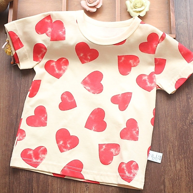 Meninas camisetas de manga curta crianças camisetas de algodão puro impresso camisetas roupas de bebê bonito amor verão 