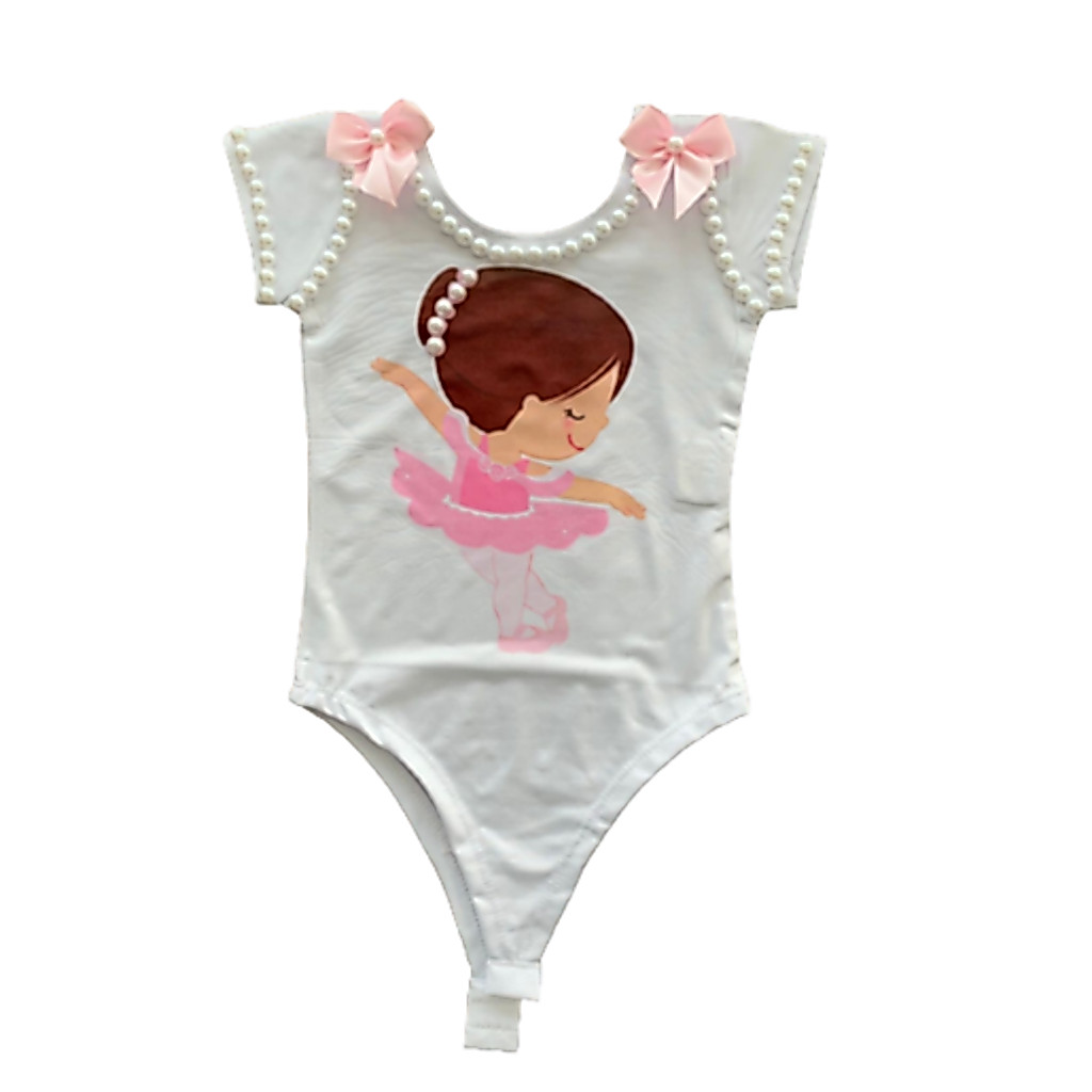 Body Personalizado da Bailarina com Perolas e Lacinhos Linda Entrega Rápida