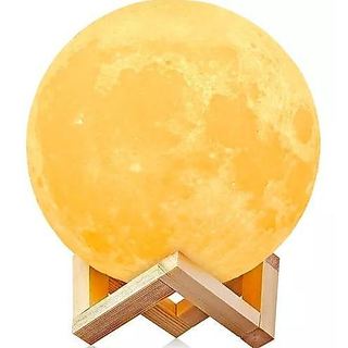Luminária Lua Abajur Com Suporte Bateria Luz