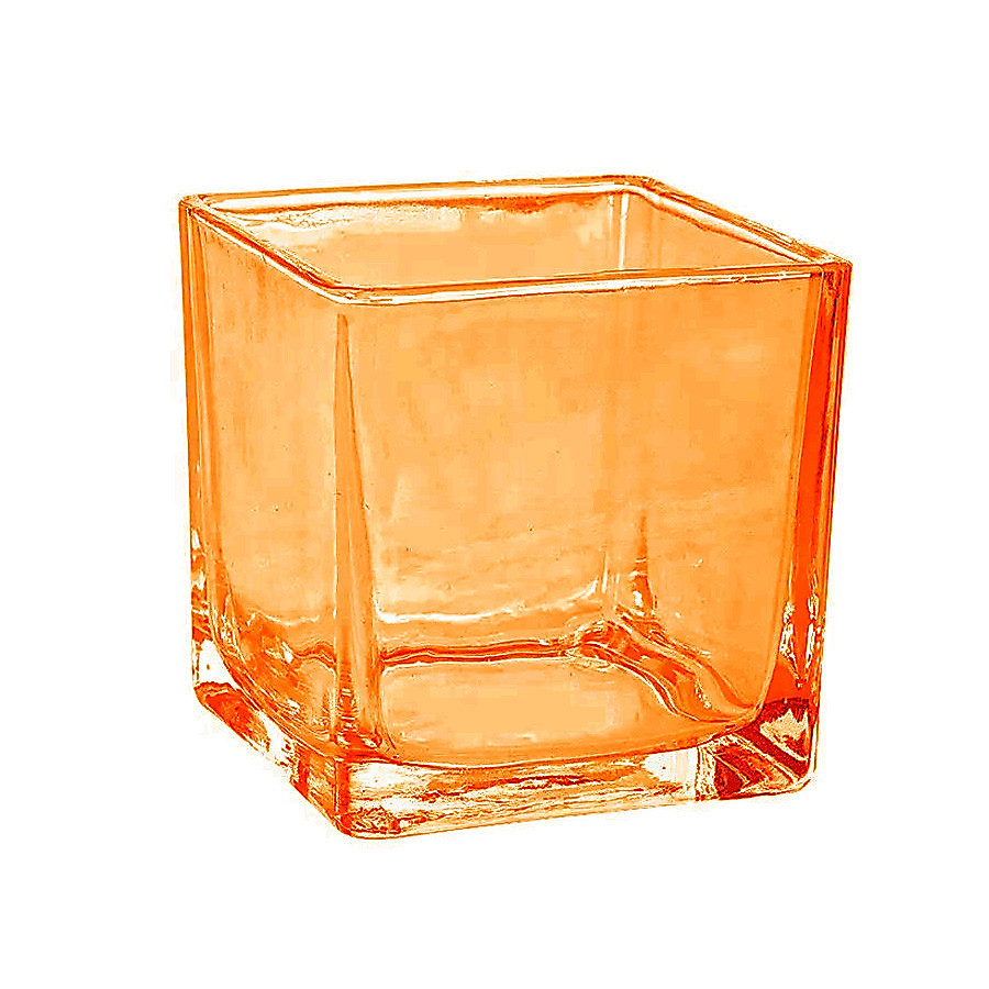 Pote de Vidro Âmbar Quadrado para Vela - 6x6cm - 1 unidade - Rizzo